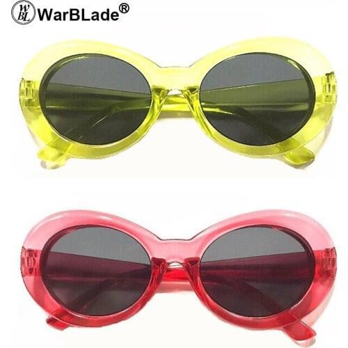 Clout goggle Kurt Cobain glasses oval sunglasses ladies trendy 2018 hot Vintage retro sunglasses Womens white black eyewear UV