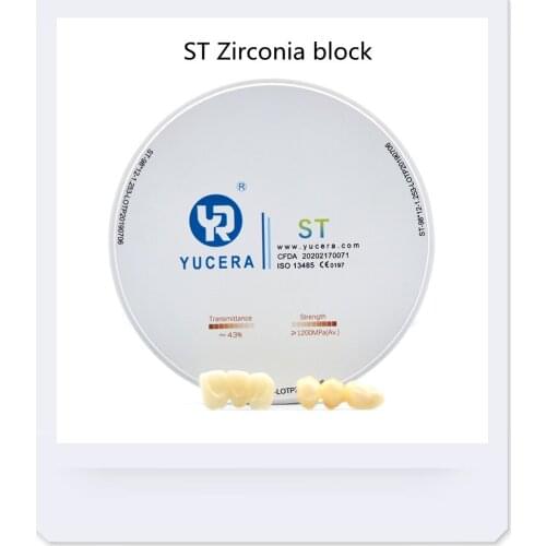 Dental Lab Consumable CAD CAM Milling Machine Material White Zirconia Block 10mm ST Ceramic Zirconia Block