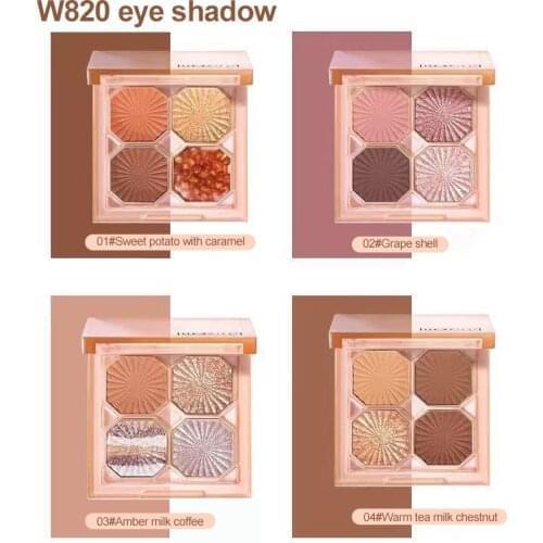 WODWOD 4 Color Eye Shadow Easy To Color Matte Pearlescent Earthy Shiny Eye Shadow Palette Waterproof Long-lasting Cosmetic TSLM2
