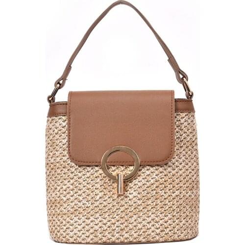 Lady Travel Purses and Handbags Female Shoulder Simple Bag Small Straw Bucket Bags for Women 2021 Summer Crossbody Bags