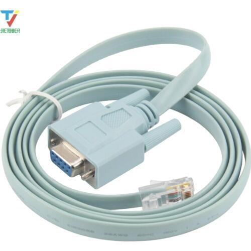 100pcs/lot DB9 to RJ45 Connector Network Cable for Cisco Switch Router Blue Serial port Console Cable Rollover Cable Serial