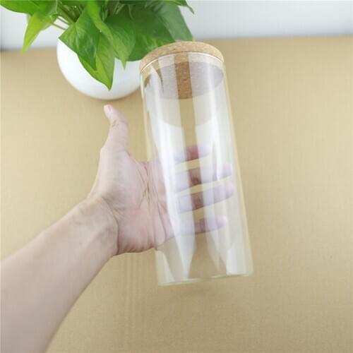 4pcs/lot 85*200mm 950ml Kitchen Storage Glass Bottle Food Jar Container Transparent Storage Can Containers Cork Glass Jars