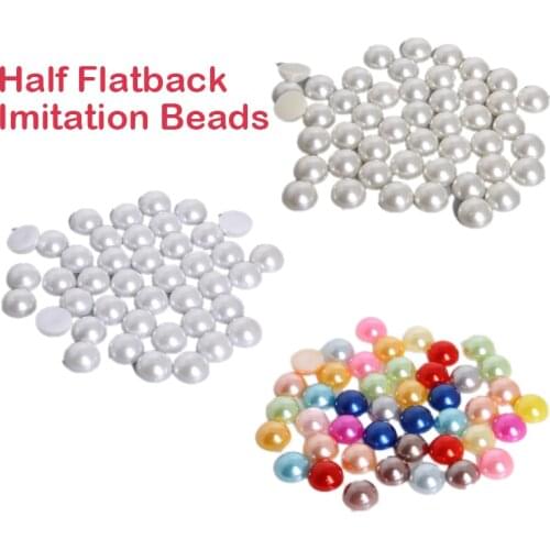 50-1000Pcs White Ivory ABS Imitation Pearls Half Round Flatback Pearls Craft Resin Scrapbook Bead DIY Jewelry Findings