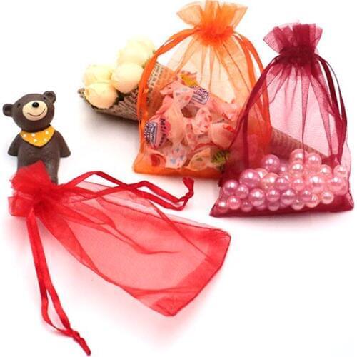50pcs Mixed Organza Wedding Favor Gift Candy Sheer Bag Jewelry Pouch Drawstring 8*10cm Jewelry Packaging&Display can Customized