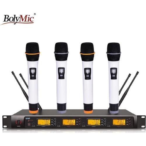 Bolymic UHF four channels Handheld Wireless system Home Microphone for KTV