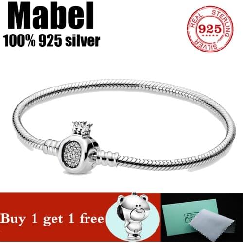 Hot Sale pando Bracelet Orginal 100% 925 Sterling Silver Snake Chain Bangle Fit Bead Charms DIY high quality Jewelry for Women