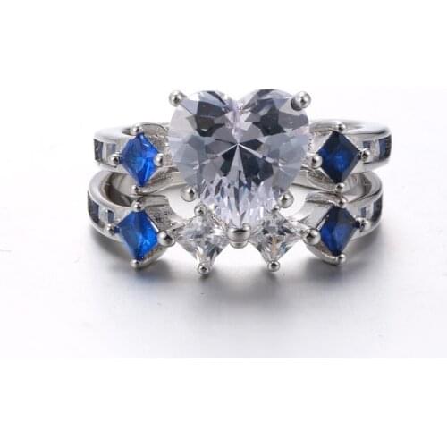 Carofeez Fashion Zircon Rings Set for Women Accessories Anniversary Engagement Jewelry Lover Gift Cute Heart Rings