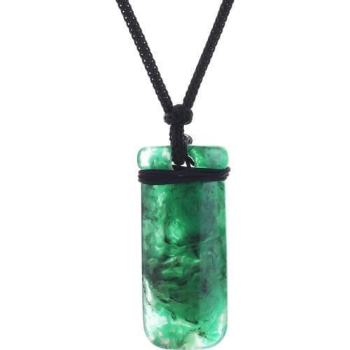 BOEYCJR Green Color Resin Handmade Ethnic Long Pendant In Nature Necklace for Man