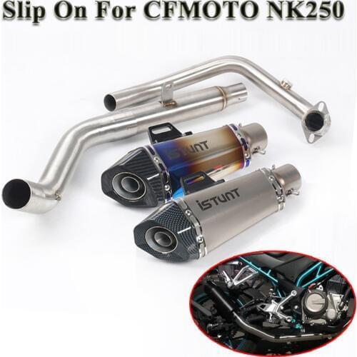 Slip On For SFMOTO NK250 250CC 2017 2018 2019 Motorcycle GP Racing Exhaust Escape Laser Muffler DB Killer Front Middle Link Pipe