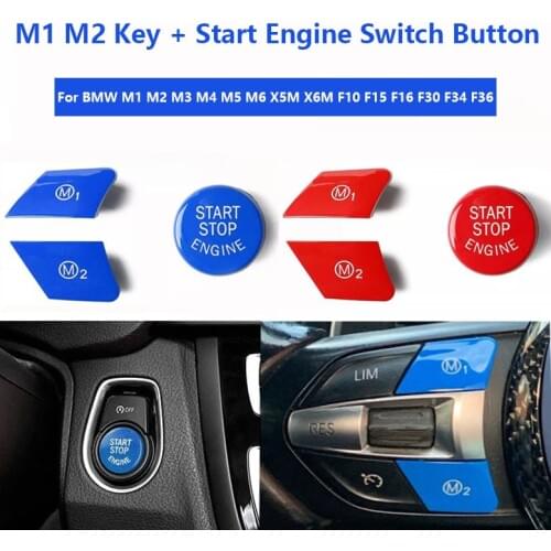 Steering Wheel M1 M2 Model Button Push Start Stop Switch Cover Trim For BMW M3 M4 F80 F82 F83 M5 M6 X5M X6M F10 F06 F15 F16