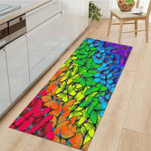 Butterfly Pattern Kitchen Mat Entrance Doormat Home Aesthetic Style Decoration Living Room Carpet Bathroom Non-Slip Rug