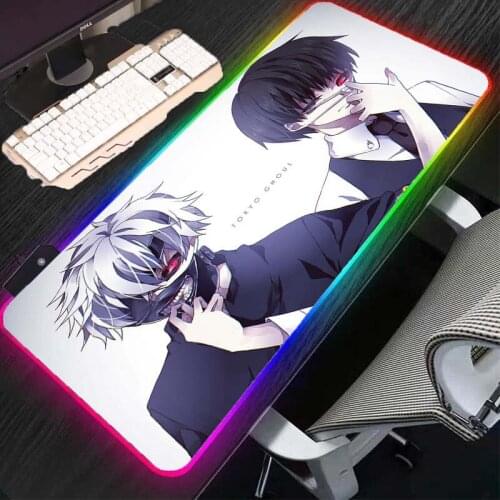 MRGLZY anime boy RGB mouse pad large gaming keyboard desk pad LED color PC accessories non-slip mat household carpet pad XXL