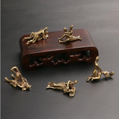 5 Postures Brass Sexy Figurine Status Funny Mini Sex Home Decor Office Decoration Ornament Crafts Women Men Make Love Miniatures