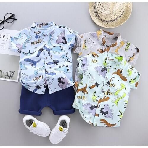 Summer Baby Boys Suit Dinosaur Pattern Baby Clothing Set for Boys Casual Clothes Set Top Shorts Infant Sport Suits Kids Clothes