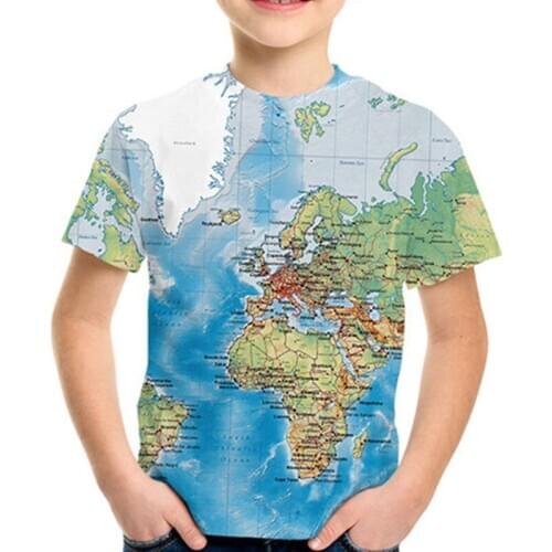 2020 Summer Kids Fashion 3D T-shirt World Map Book Mountain Printed Boys Girls T shirt Children Harajuku Tshirts 4-12 Years Old