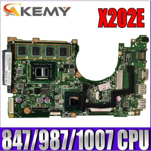 Akemy X202E Laptop motherboard for ASUS X202EP X202E X201E S200E X201EP original mainboard 4GB-RAM 847/987/1007 CPU