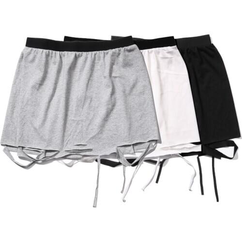 Fashion Hip Hop Skirt Female Street Korean Style Solid Color Hole Decorative Fake Two Pieces Dance Perform All-Match Skirts