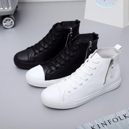 High Top Casual Shoes Men Trainers Waterproof Leather Shoes for Men Sneakers Fashion Spring/Autumn White Black Men Sneakers
