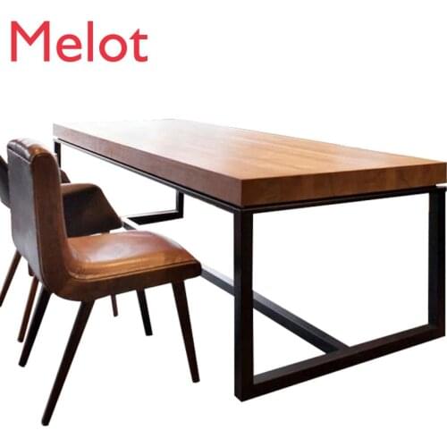Customizable Solid Wood Dining Table and Chair Wooden Dining Tables with Metal Leg Modern Kitchen Desk Furniture 5cm Thickness