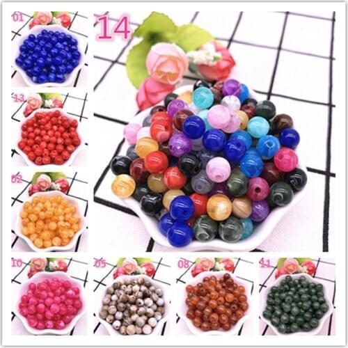 New 8mm 50pcs Acrylic Beads Round Loose Spacer Beads for Jewelry Makeing DIY Clothing Accessories