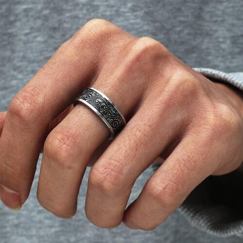 MANGOSKY New 8mm Vintage Black Number Pattern For Men And Women