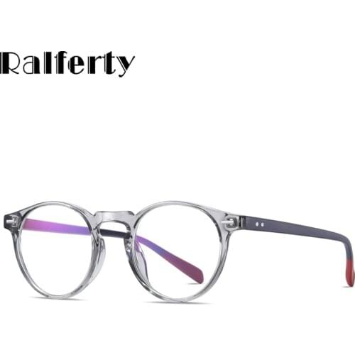 Ralferty Vintage Round Glasses Men Women Ultralight TR90 Anti Blue Light Blocking Glasses Male Eyeglass Frame Optic Myopia D2320