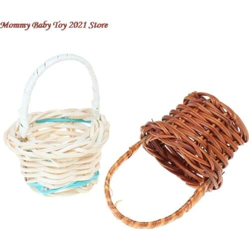 Mini Fruit Rattan Storage Box Rattan Weaving Storage Basket For Cosmetics Tea Picnic Basket Organizer Dollhouse Furniture Toys