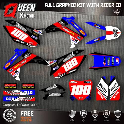 QUEEN X MOTOR Custom Team Graphics Backgrounds Decals Stickers Kit For HONDA 2014-2017 CRF250R 2013-2016 CRF450R 092