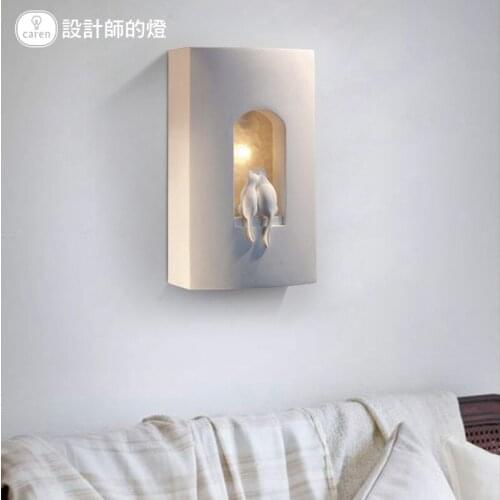 Modern American country retro mirror front wall light creative bedside bedroom living room study long arm wall lamp