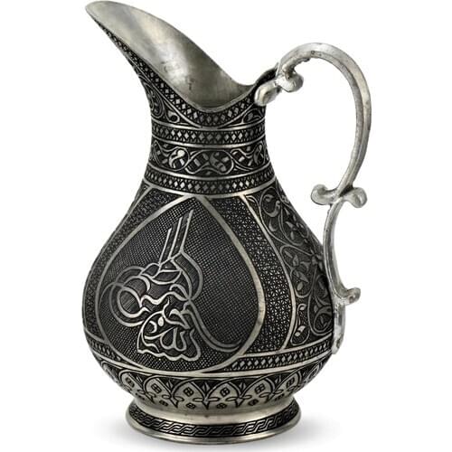 Sultan Tughra Chisel Ottoman Copper Jug Turkish Jugs Ottoman Tugra Patterned Copper Jug Copper Turkish Jug Large 1,6 Liter