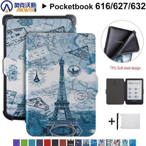 Walkers Slim Case for Pocketbook 616/627/632 Ereader PU Leather Protective Shell for Pocketbook Basic Lux 2 Touch HD 3