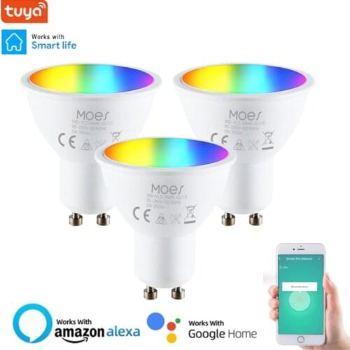 New Tuya Smart Light Lamp Wifi Bulb 5W Color Changing RGB LED Bulb GU10 SmartLife APP Remote Compatible Alexa Google Home