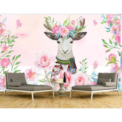 WDBH Custom photo 3d wallpaper European style flowers elk cartoon childrens room decor 3d wall murals wallpaper for walls 3 d