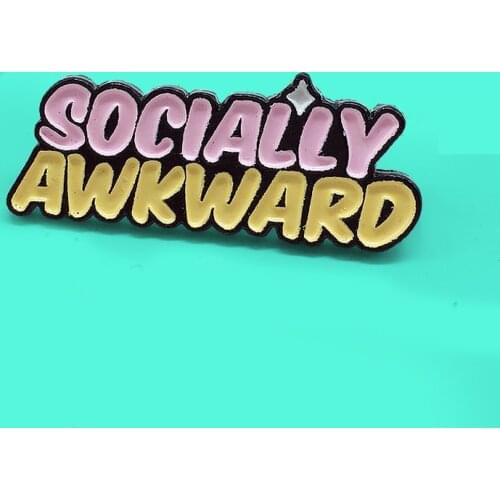 Funny Socially Awkward Letter Brooches Enamel pins Introverts Anti Social Lapel pin for Clothes Backpack Accessories Jewelry