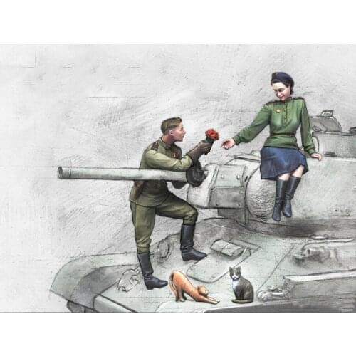 1/35 Resin Model Figure GK，Love in Wartime， Unassembled and unpainted kit