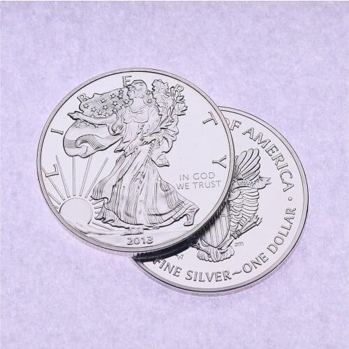 1 Oz 2013 American Eagle Sunshine Walking Liberty Silver Coin Silvering Brass Core Not Magnetic Collection Crafts