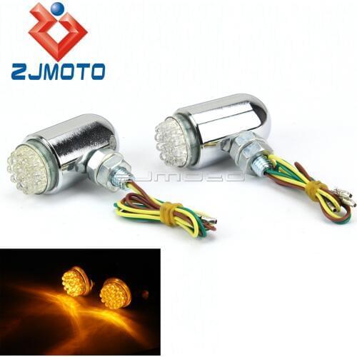 Universal Motorcycle 10mm Aluminum LED Turn Signals Amber Lights Indicator Blinkers For Yamaha Honda Suzuki Kawasaki Custom