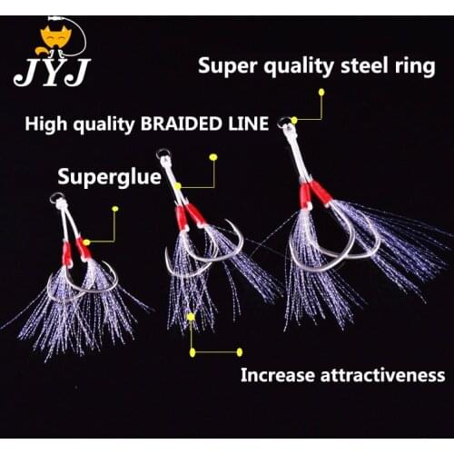 2bags/lot 1/0 2/0 3/0 Fish Hook Jig Hook High Carbon Steel Fishhooks professional PE Line boat fishing Fish Hooks
