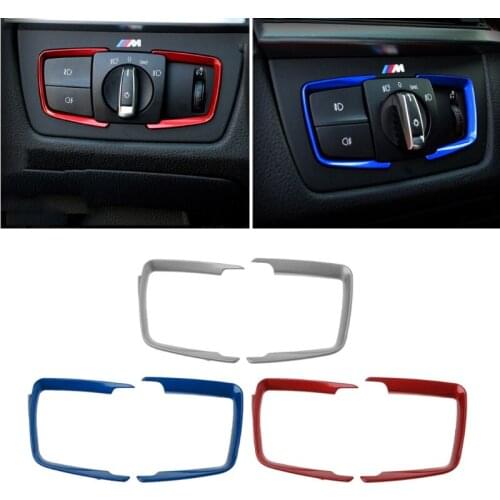 2x ABS Headlight Switch Frame Trim Adjustment Sticker for bmw F30 F31 F32 F34 3 4