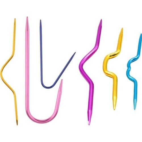 6pcs Colorful Aluminum Knitting Cable Needles Stitch Holder DIY Sewing Tools