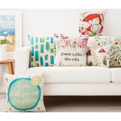 Decorative cushion cover/Ins Flower Fox Nordic Farmhouse style cotton pillow/Wholesale and retail cushions/Marine style waist