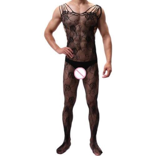 Erotic Underwear for Men Bodystocking Sexy Lingerie Open Crotch Jacquard Lingerie Sexy Sleepwear Sexy Nightgown Men Body Suit