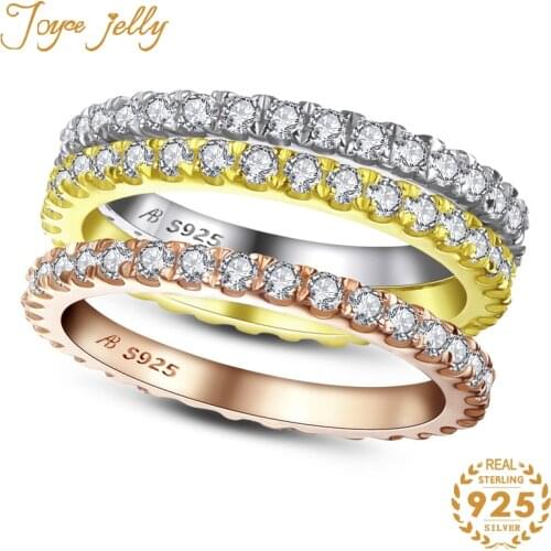 JoyceJelly 100% 925 Sterling Silver Ring For Charm Lady With Small D Color Created Mossanite Gemstones Engagement Wedding Gift