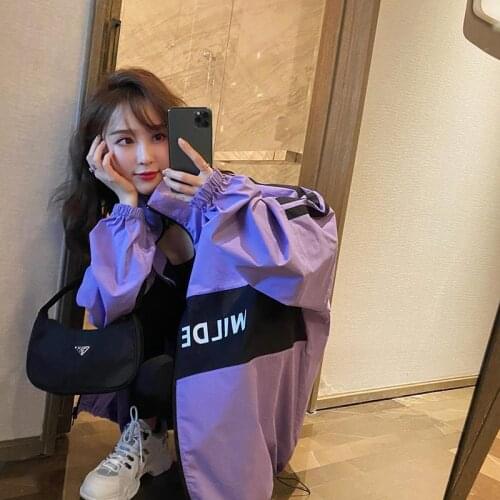 Womens Jacket 2021 New Coat Korean Style Loose Student Casual Hit Color Baseball Uniform Trend Oversized Clothes Female Top