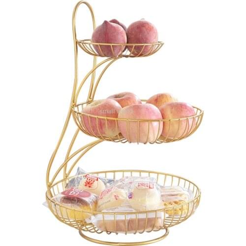 Metal three-layer fruit tray nut storage rack Multi-layer fruit rack Double-layer fruit basket snack nut grocery storage rack