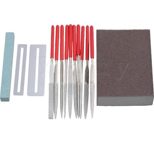 Yibuy Guitar Repair Kit including Grinding Sponge Nut and Saddle Grinding Stone Fingerboard protector and Steel Stainless Files