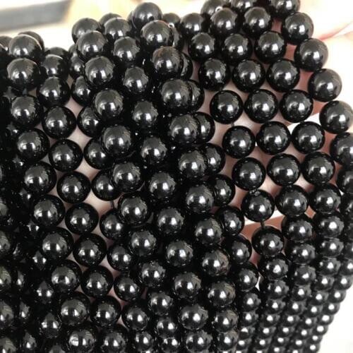 Genuine Natural Black Tourmaline Stone Beads For Jewelry Making DIY Round Loose Gem Stone Beads Bracelet Necklace Accessories