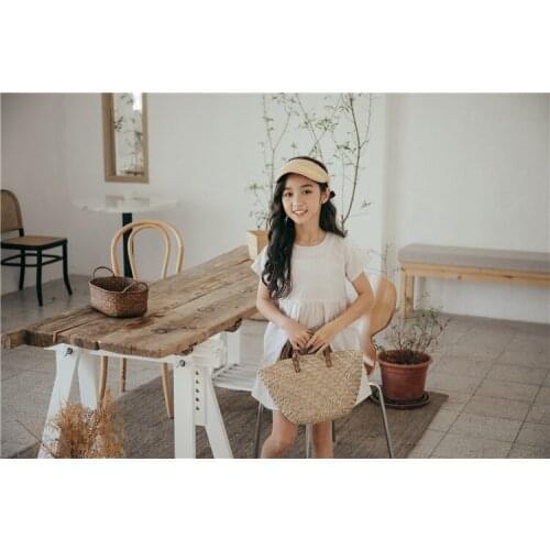 New summer big children loose comfortable version striped short-sleeved princess dress childrens ocean beach