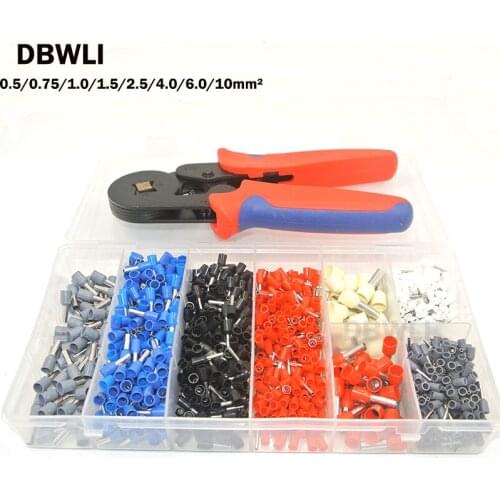Ferrule Crimper Plier Set 0.25-10mm2 Self-adjustable Ratchat Wire Crimping Tool with 1200 Wire Terminal Crimp Connector