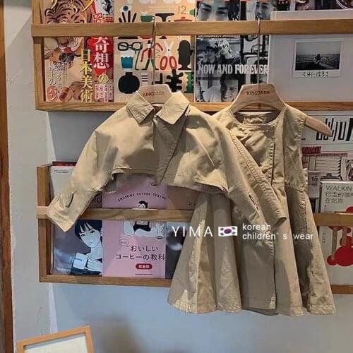 Girls Autumn Suit British style 2021 New Children Coat + Vest Dress 2 Pieces Sets Fashionable Ubrania Dla Dziewczynek